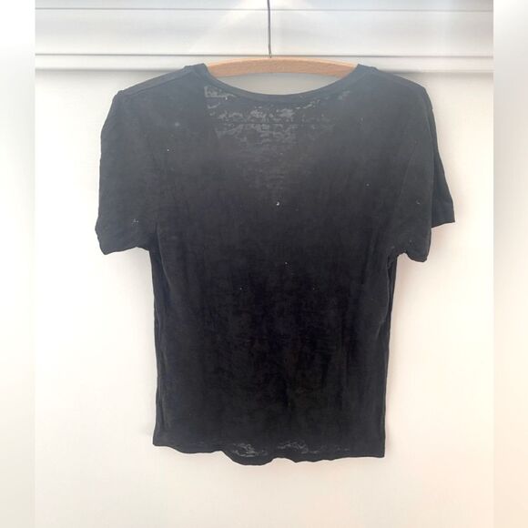 Y2K Queen Burnout V Neck T-Shirt Top Women’s Large Black Angel Wings Sheer Tee - Picture 6 of 8